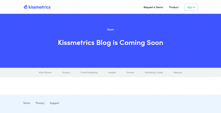 Kissmetrics博客页面表示，它很快就会推出。