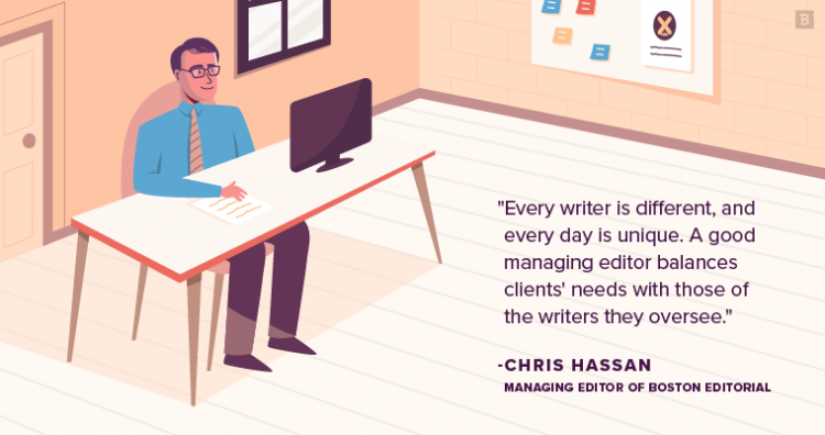 “每个作家都是不同的，每一天都是独一无二的。一个好的主编会平衡客户和作者的需求。”——克里斯·哈桑(Chris Hassan)， Brafton的总编辑